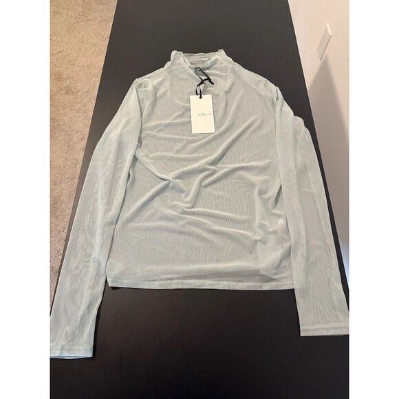 CALIA by Carrie Underwood Tops - CALIA Draped Funnel Long Sleeve Top Womens Large Smoked Turquoise NWT $58